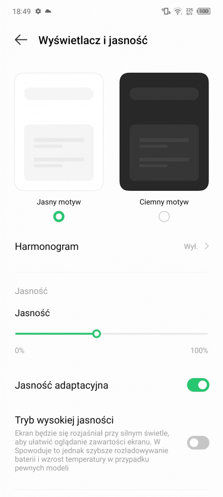 Tryb wyświetlacza smartfona Infinix Zero Ultra